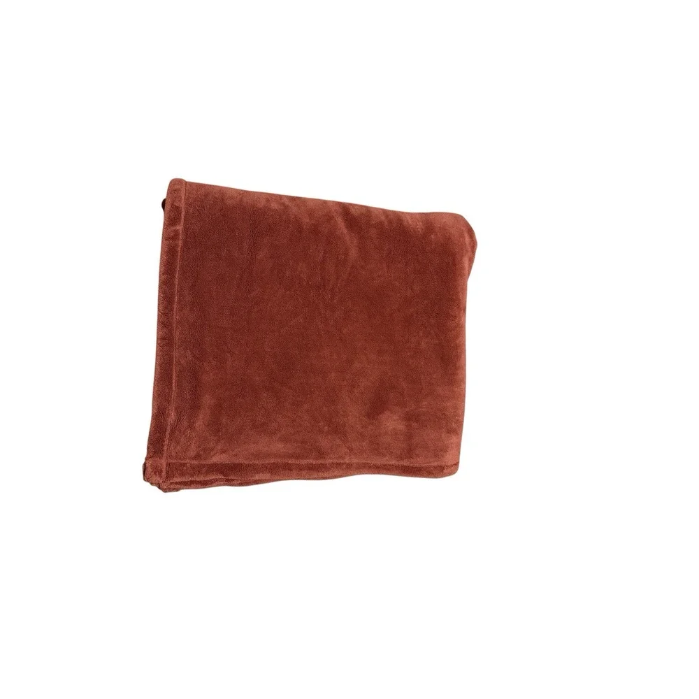 Berskshire Blankets Burnt Orange Throw Blanket Quilt Cover Soft Fleece King